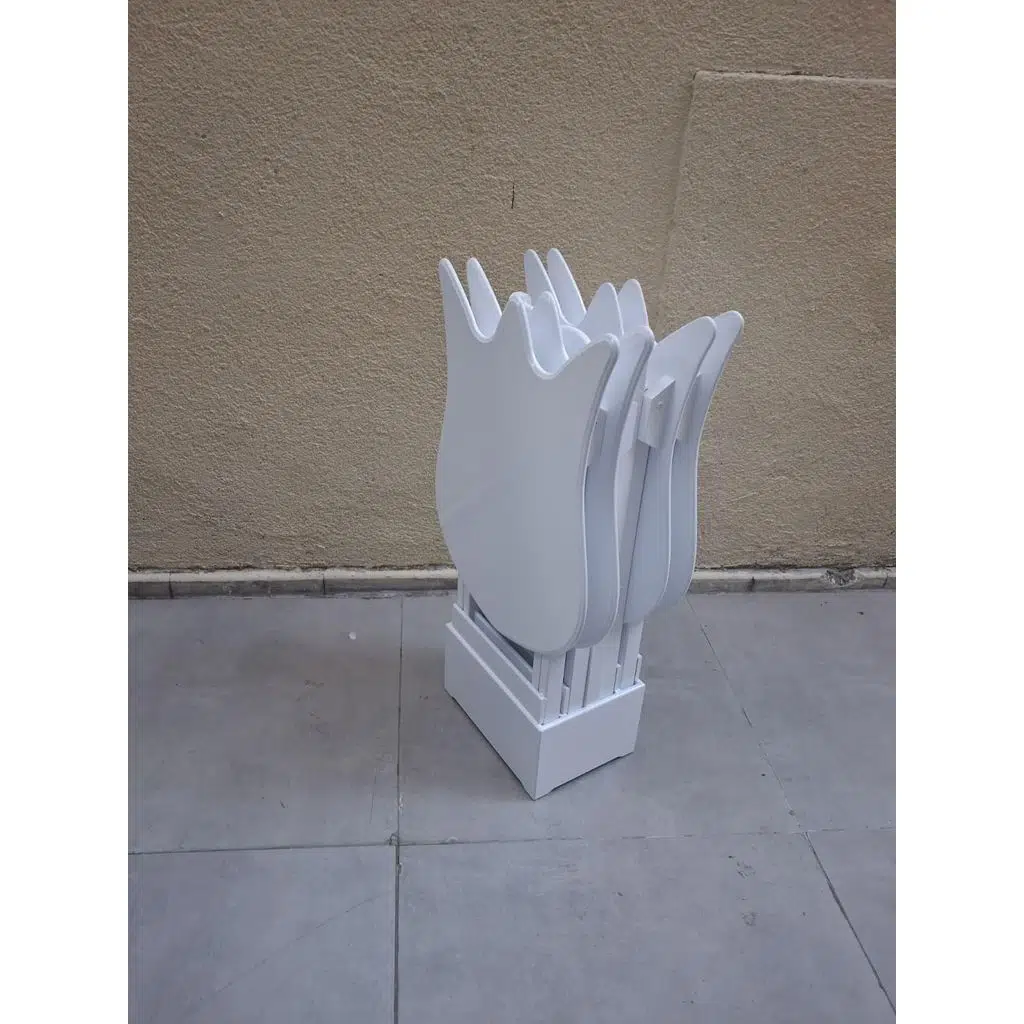 Zigon Çanta 90539 Lale Model Dörtlü Takım Ahşap MDF Beyaz Renk El Yapım