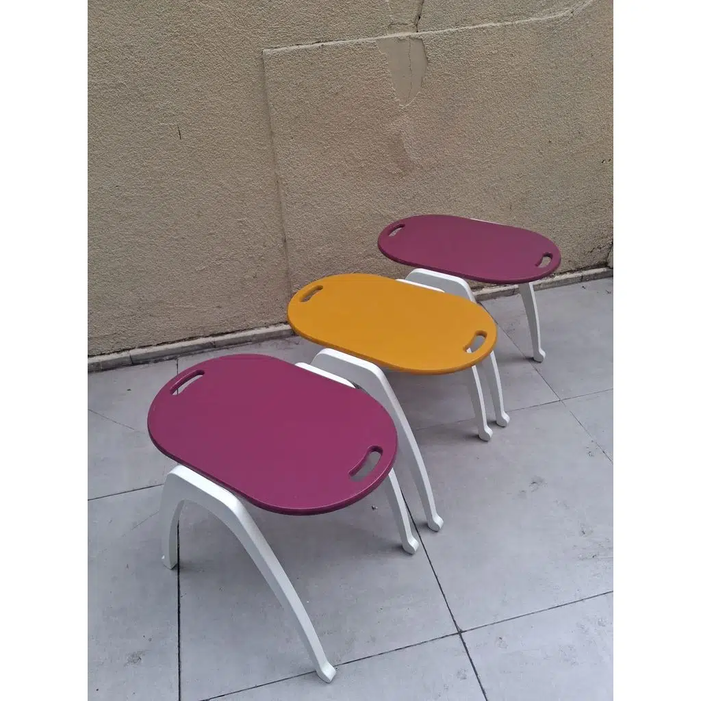 Zigon Sehpa Tepsi Bşk 90574 Hardal Mor Tabla Beyaz Ayak Lake Boyalı El Yapım