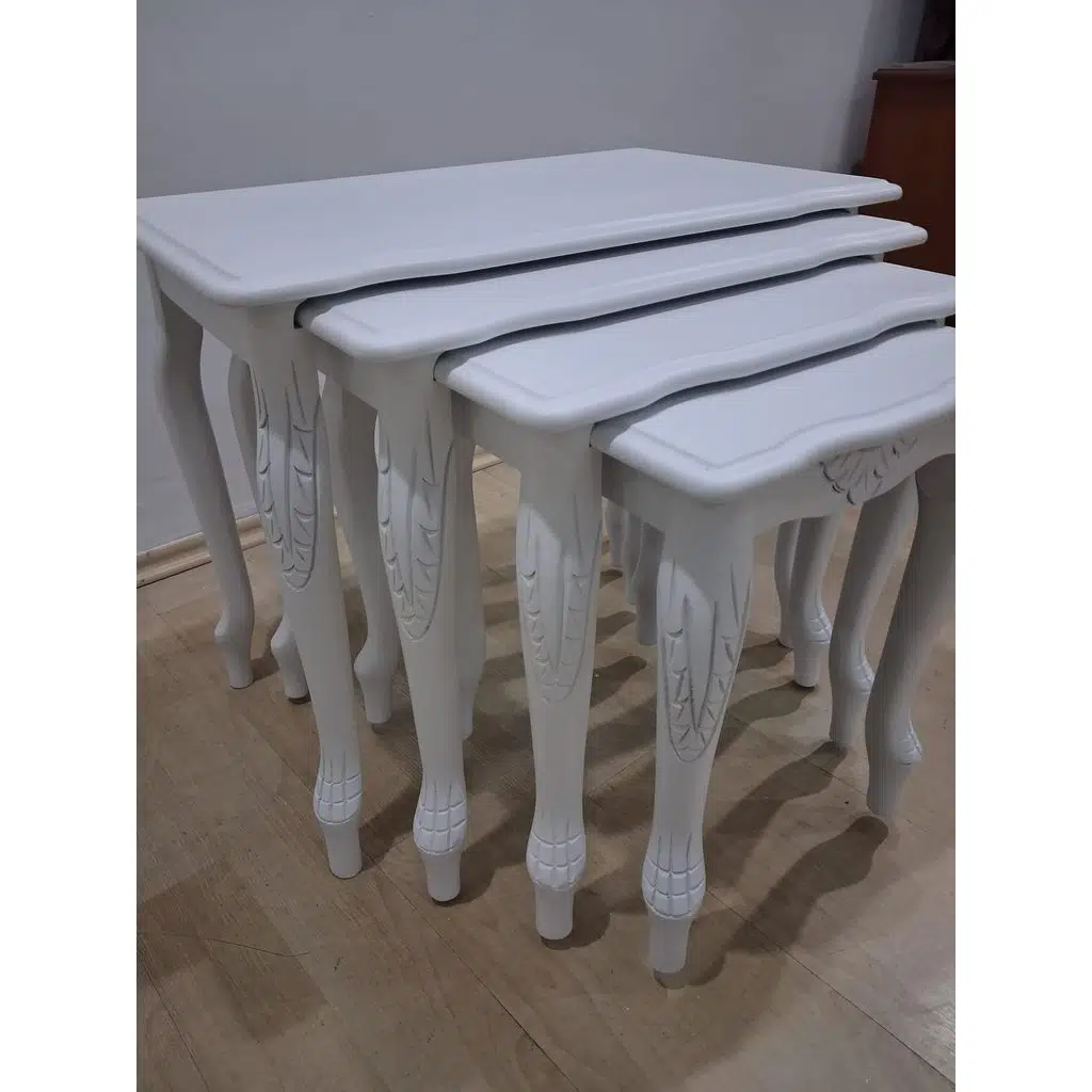 Zigon Sehpa Lükens Eko HT 90576 Kayın Aslan Ayak Oymalı Beyaz El Yapım