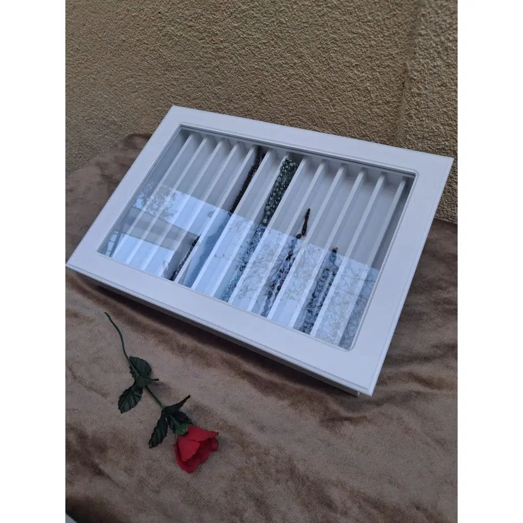 Hobi Adn 90579 Dekoratif TESBİH Kutu Ahşap MDF Beyaz Boyalı CNC Kesim Çift Bölme