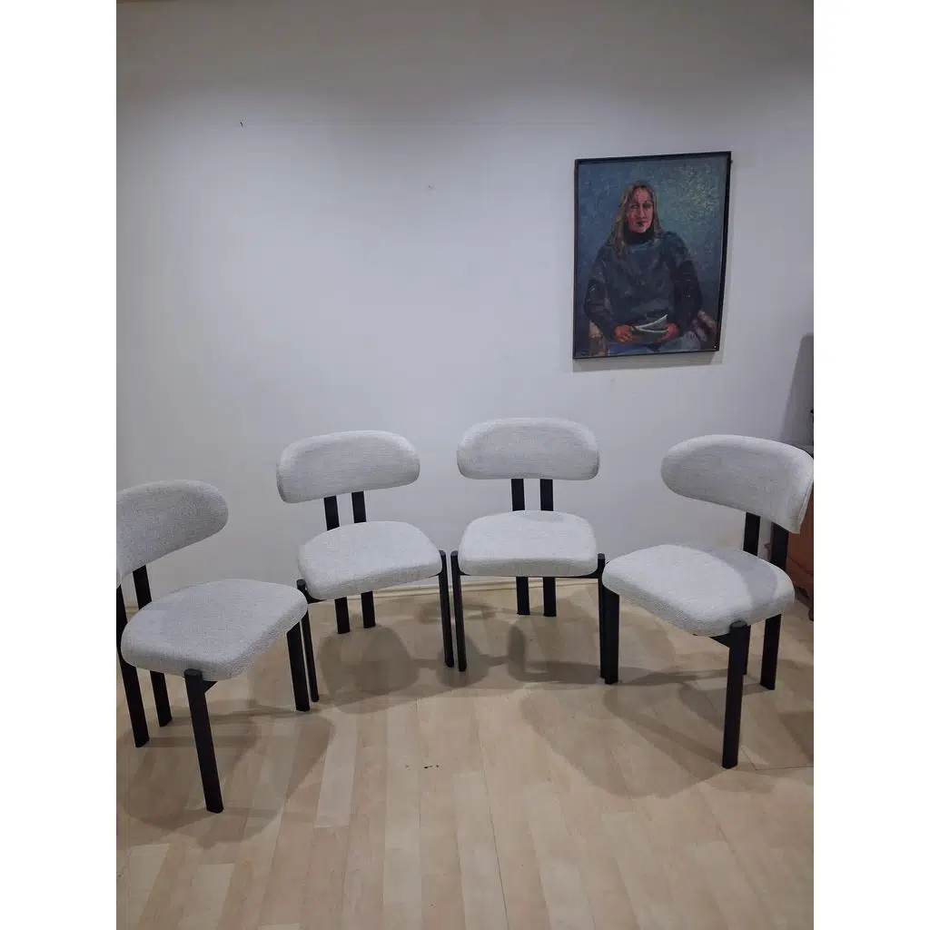 Sandalye 90604 Eliza Model Metal Siyah Ayak 4Ad keten kumaş Ortopedik oturum 