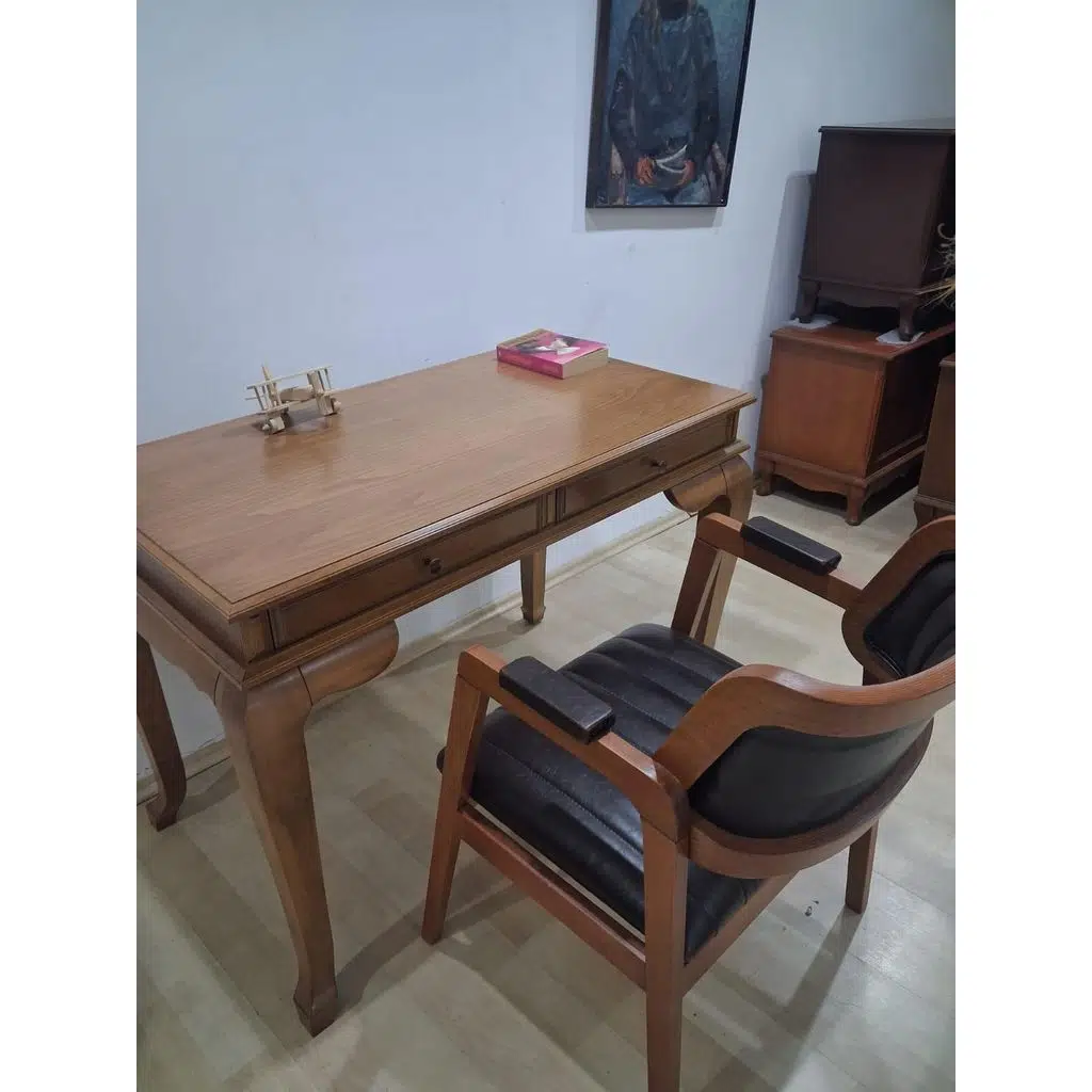 Çalışma Masa Klasik Alt İlhm 90630 Dilimli Sandalye Lüks Klasik Ceviz Renk Model