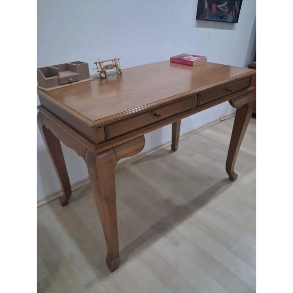 Çalışma Masa Klasik Alt İlhm 90631 Model Lüks Klasik Ahşap Ceviz Renk El Yapım