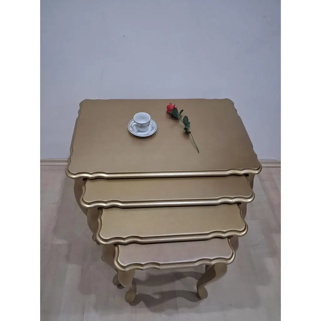 Zigon ST 90640 Klasik Model Sehpa Parlak Gold Renk Kayın Aslan Ayak El Yapım