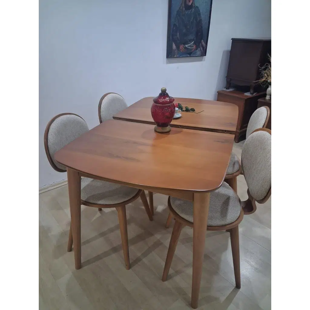 Masa Sandalye 90643 Retro Ayak Model Kayın Retro Açılır Parlak Açık Ceviz Tabla 