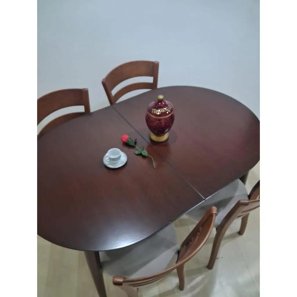 Masa Sandalye 90644 Retro Ayak Model Kayın Retro Açılır Parlak Koyu Ceviz Tabla 