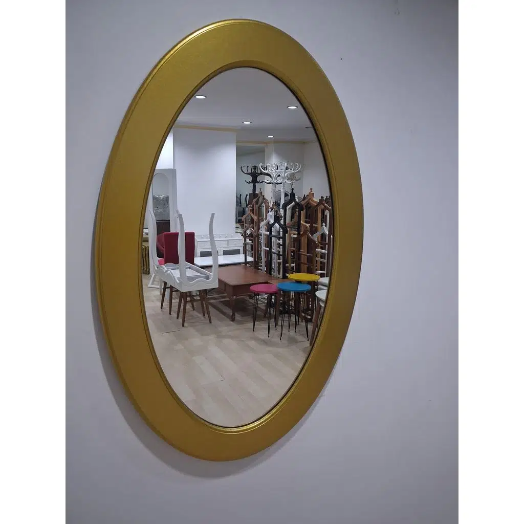 Ayna Oval 90673 Model Parlak Gold Renk Kayın Torna Kutu Sevk El Yapım 