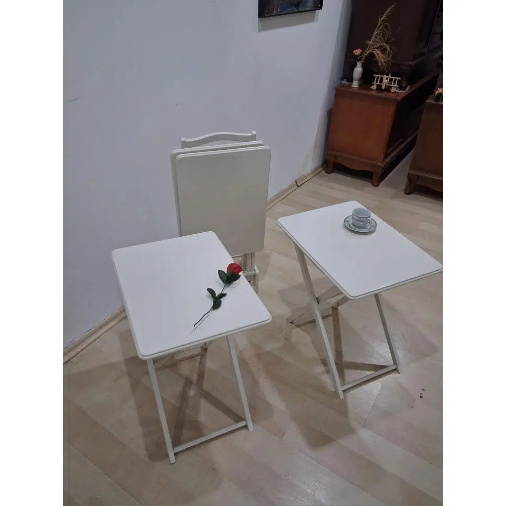 Zigon Çanta 90674 Sehpa Dikdörtgen Düz Model Kayın Torna Parlak Beyaz Boya El Yapım