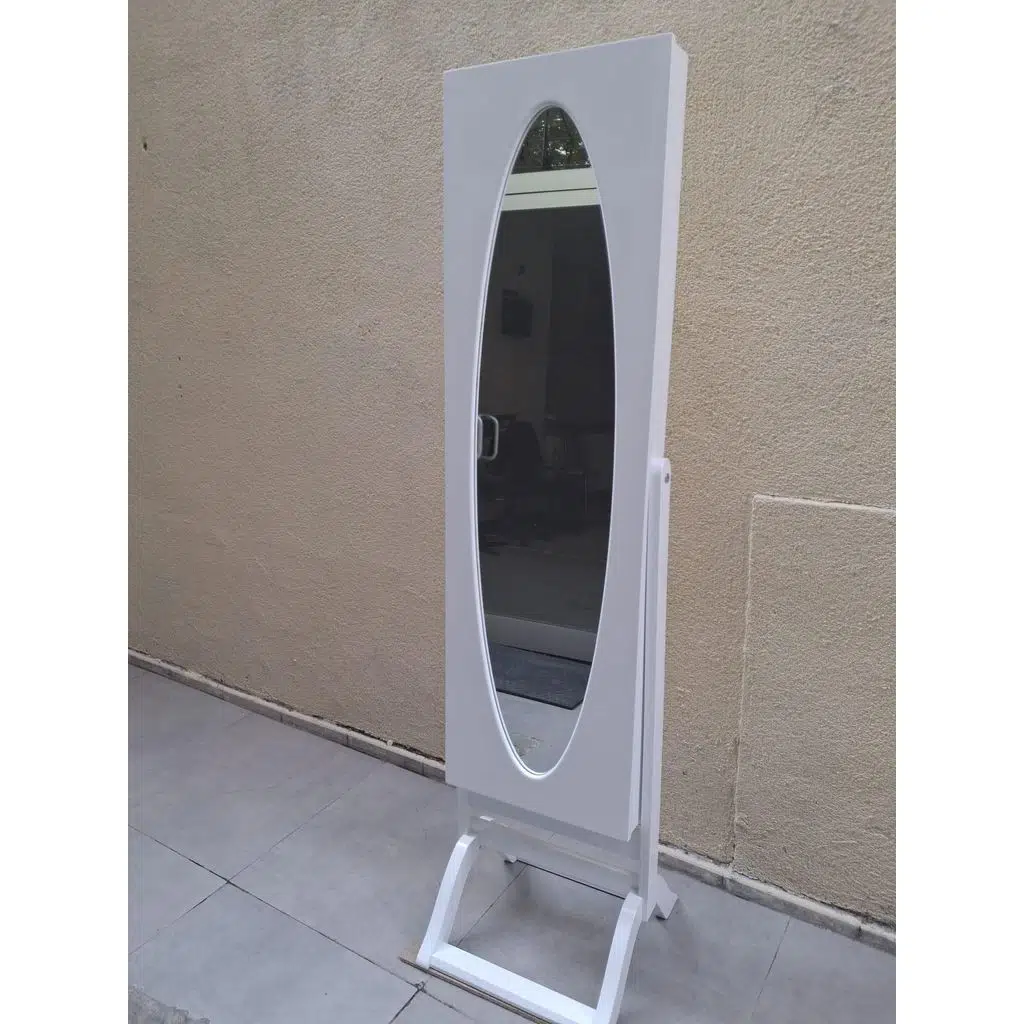 Ayna 18080 Takı Dolap Boy Ahşap Beyaz lake Nature MDF İçinde Aksesuar El Yapım