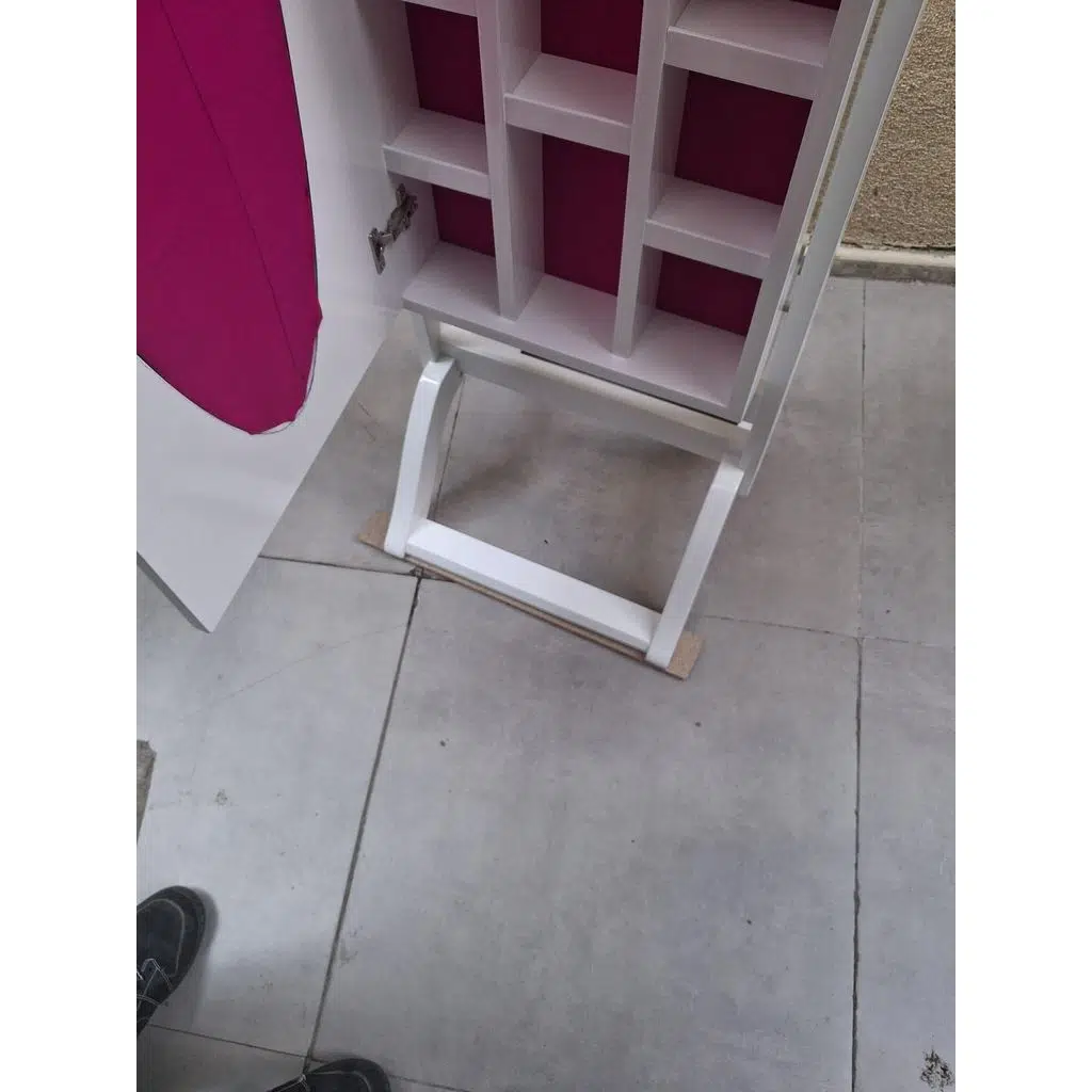 Ayna ST 17711 Takı Dolap Boy Ahşap Kayın-MDF gövde Parlak BEYAZ Klasik El Yapım