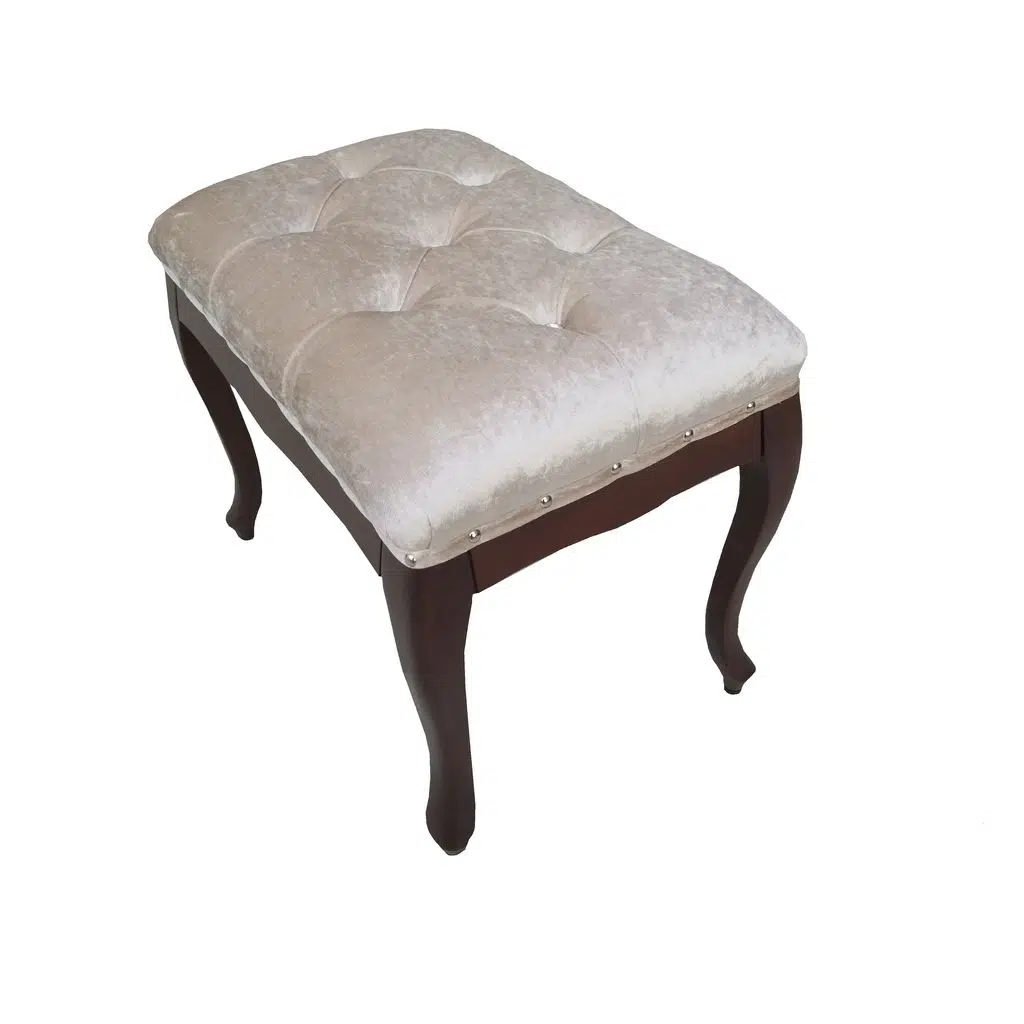 Benc 13741 Puf Kapitone Avangart Babyface Kumaş Krem Kayın RETRO ayak El Yapım