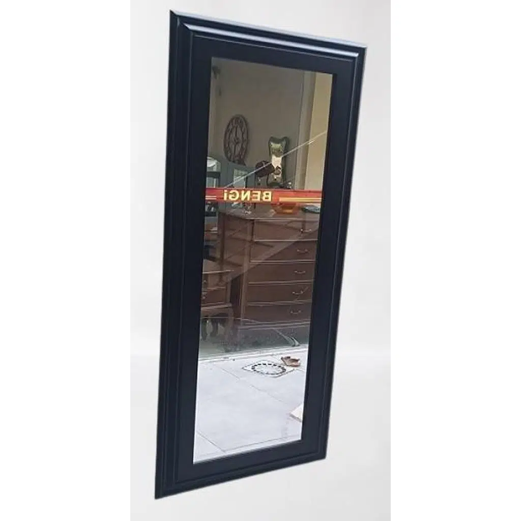 Boy 90346 Duvar Aynası 45'e 115 MDF Lam Kenar Siyah Flotal Ayna Kutuda Sevk El Yapım