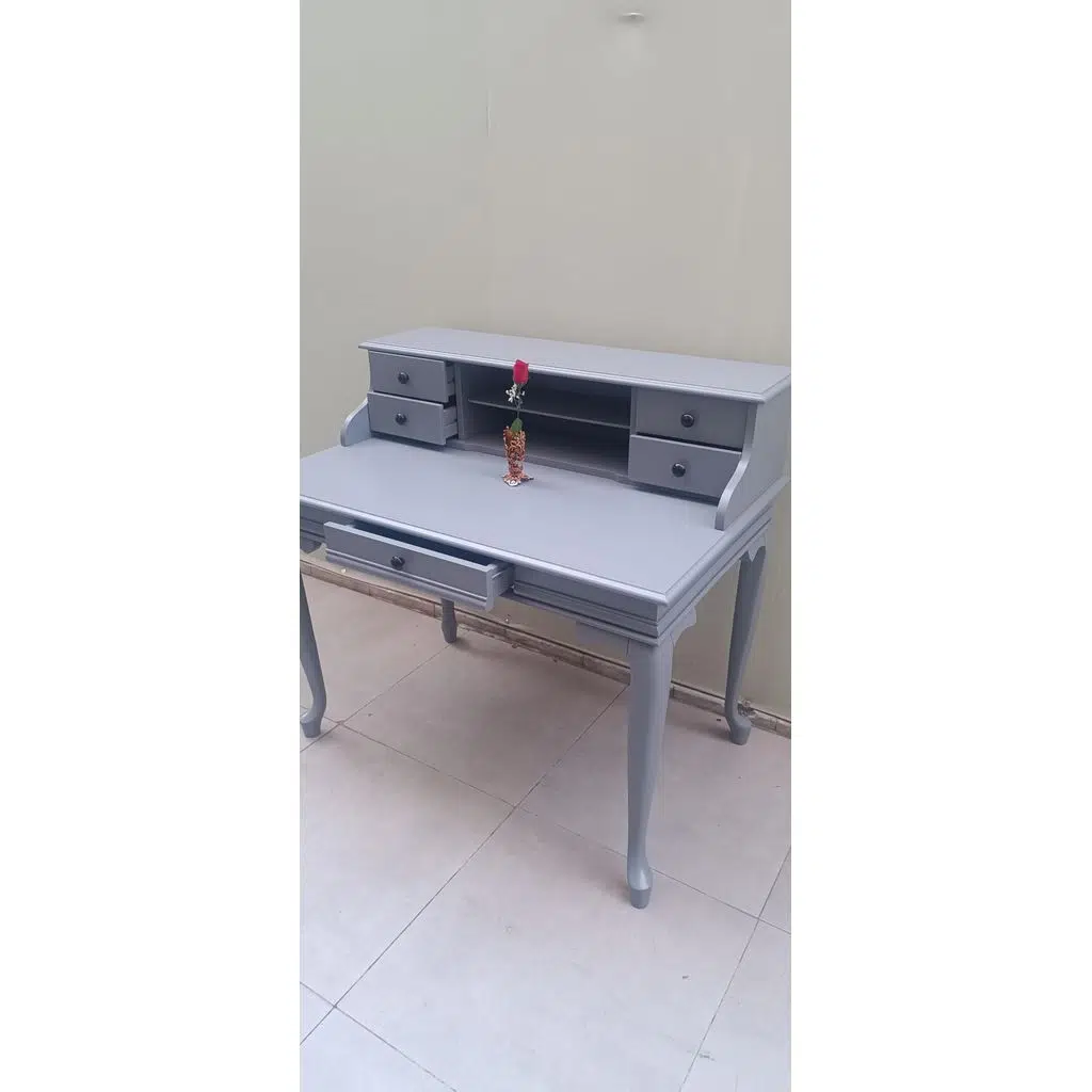 Çalışma masa ST 90138 klasik kayın aslan ayak kütüphane Parlak lake gri El Yapı