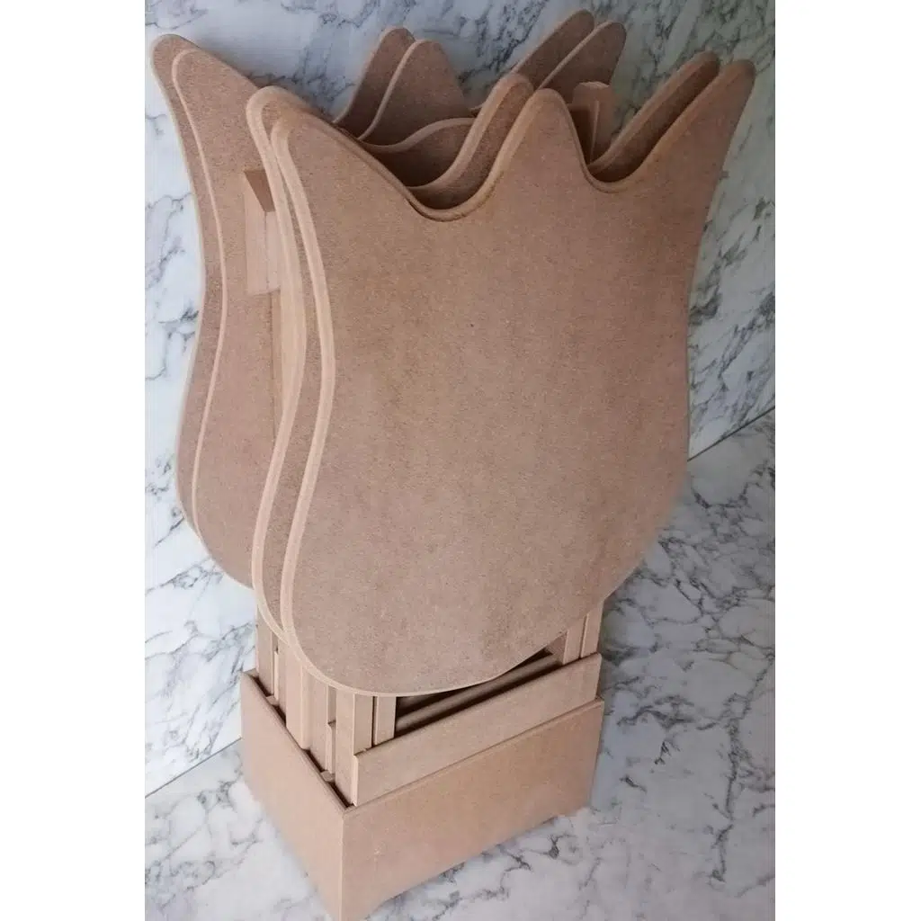 Zigon Çanta 90225 kalpli Sehpa Dörtlü HAM Model Ahşap MDF HAM CNC Kesim El Yapım