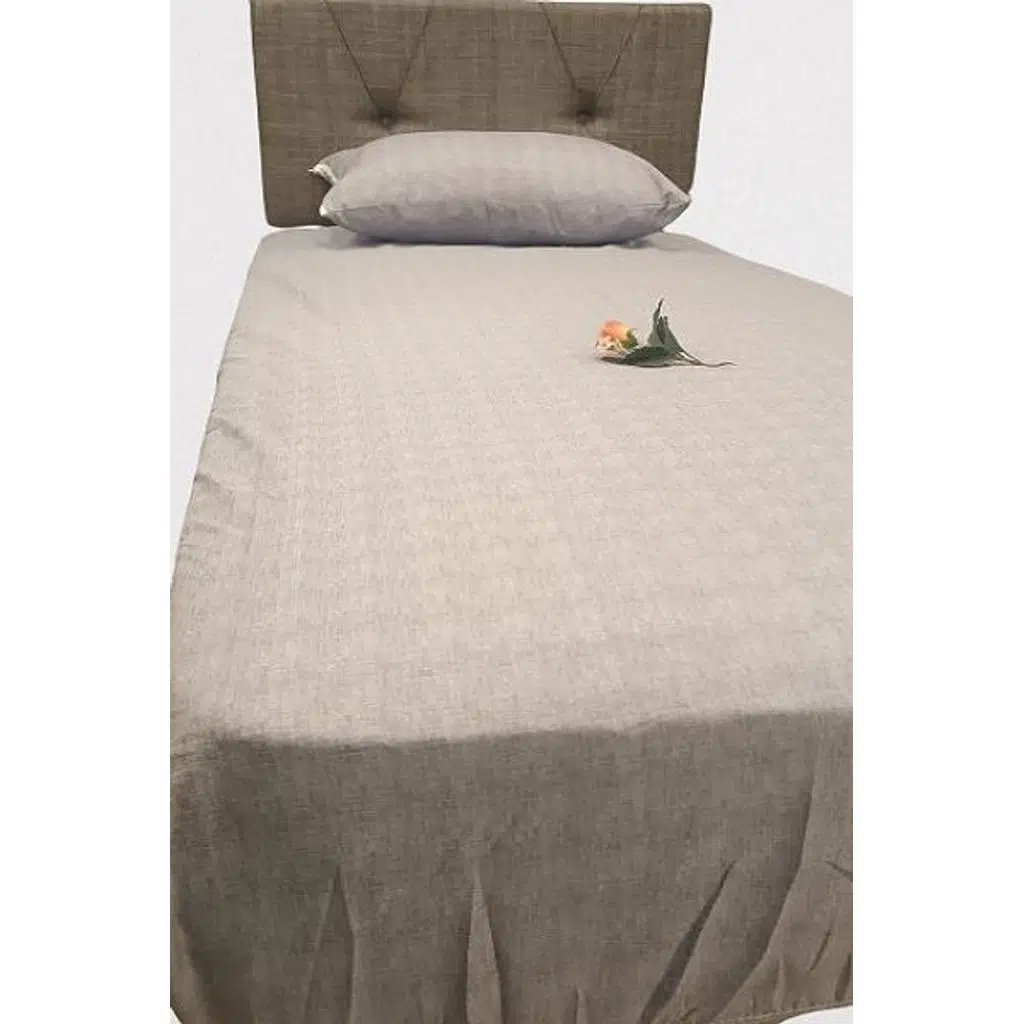 Çarşaf Fitted 90300 Tek Yavruağzı renk Krem Keten Pamuk Kumaş Yastık Kılıf 