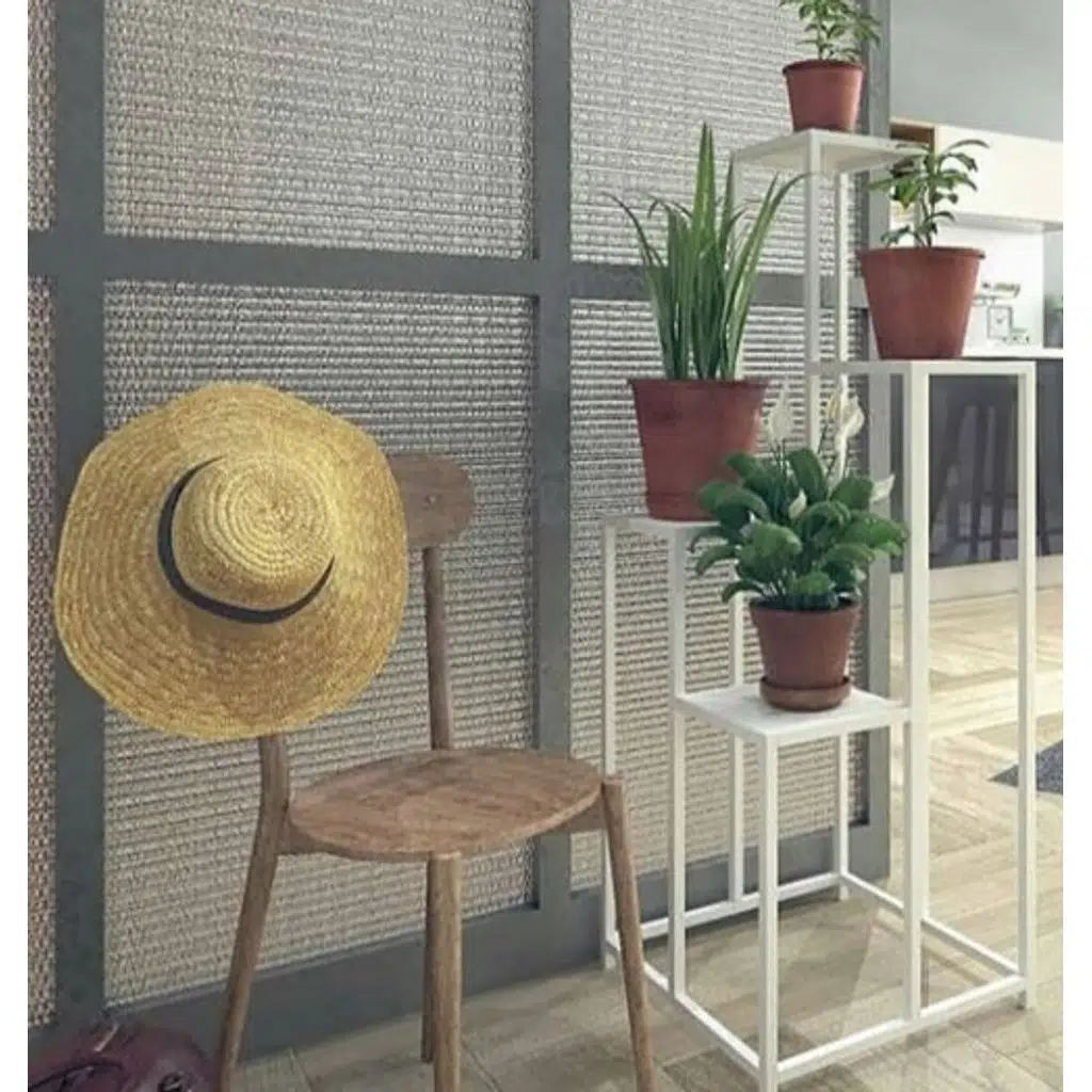 Çiçeklik Zlf 14090 Dekoratif Kule Model Metal Çelik Beyaz Statik Boya El Yapım 
