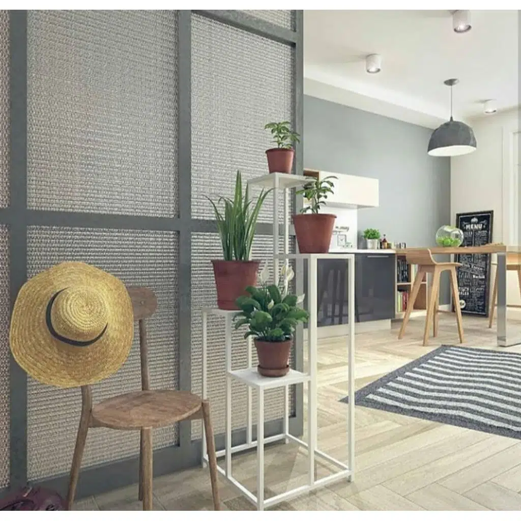 Çiçeklik Zlf 14194 Dekoratif Kule Model Metal Çelik Beyaz Statik Boya El Yapım