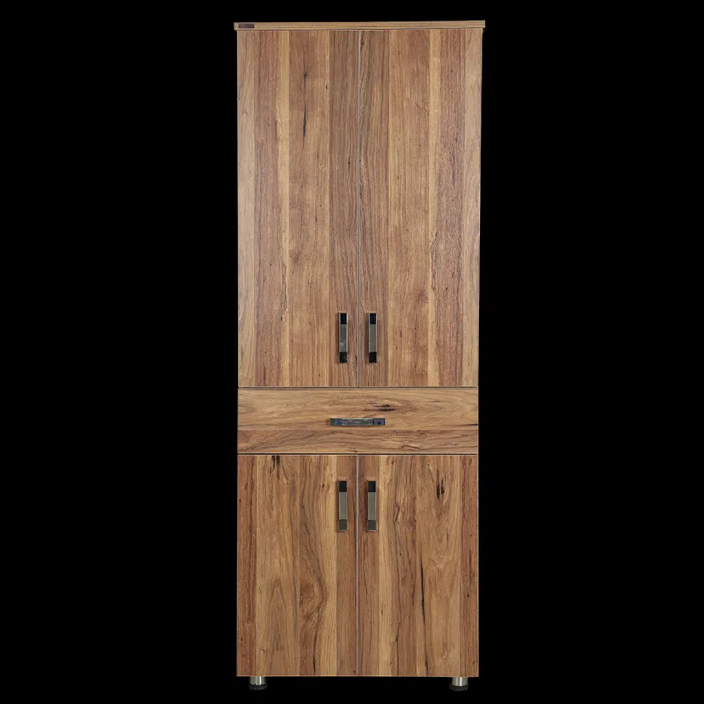 Çok Amaç 12688 Dolap 180 Model Hard Parlak CEVİZ Suntalem 4Raf 1Çekmec El Yapım