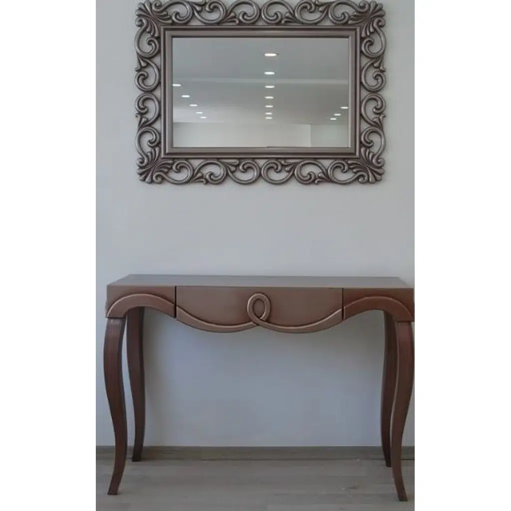 Dresuar 13507 AVANGART ASLAN Kayın eskitme GRİ ayak MDF tabla CNC nakış Çerçeve