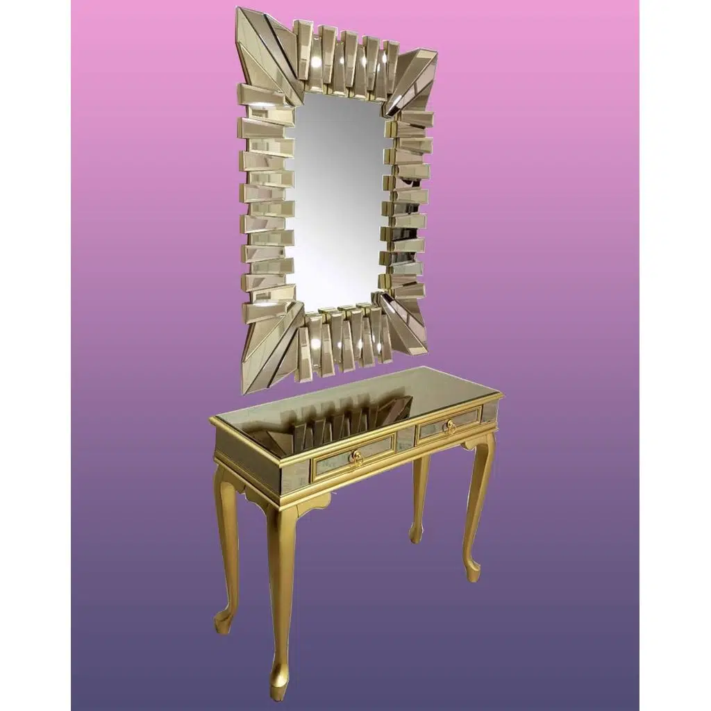 Dresuar ST 18550 2Çek MODL Kayın Gold Renk Aslan Ayk Kare Ayna kaplı Güneş Elyapı