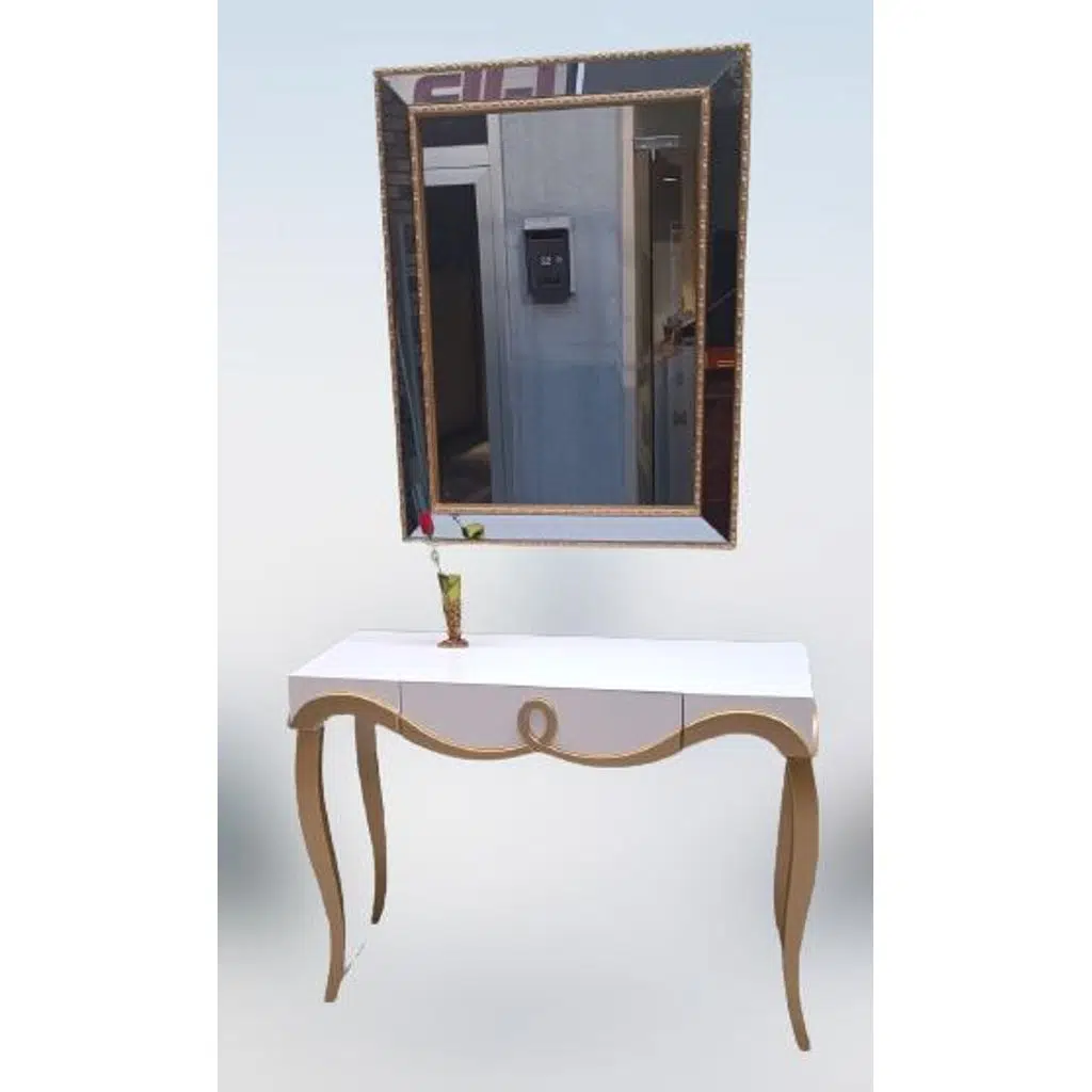 Dresuar 90012 CNC Kabartma Hayal Ayna Gold beyaz Uyum Ahşp MDF Kayın Ayk El yapım