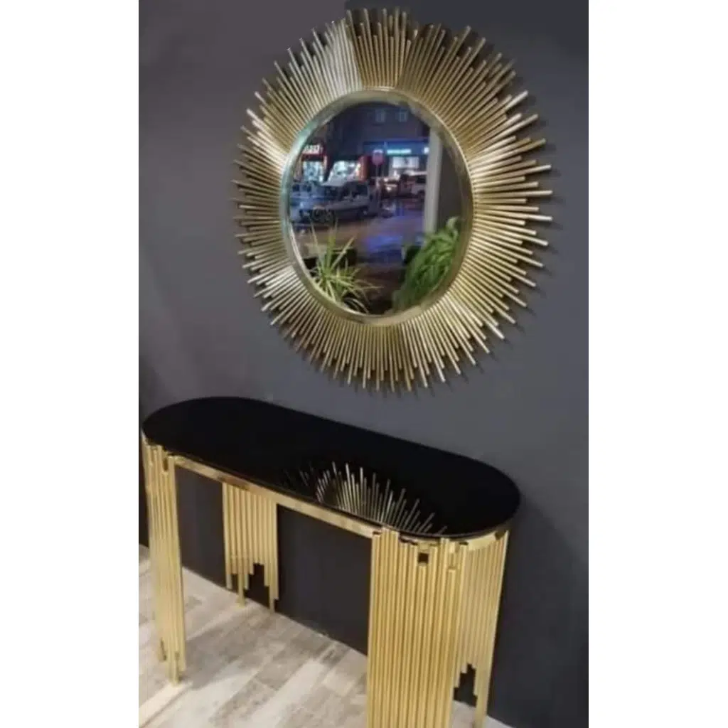 Dresuar17412 NİCE GÜNEŞ Model Metal Gold Renk Kaplama Yuvarlak Güneş Ayna El Yapı
