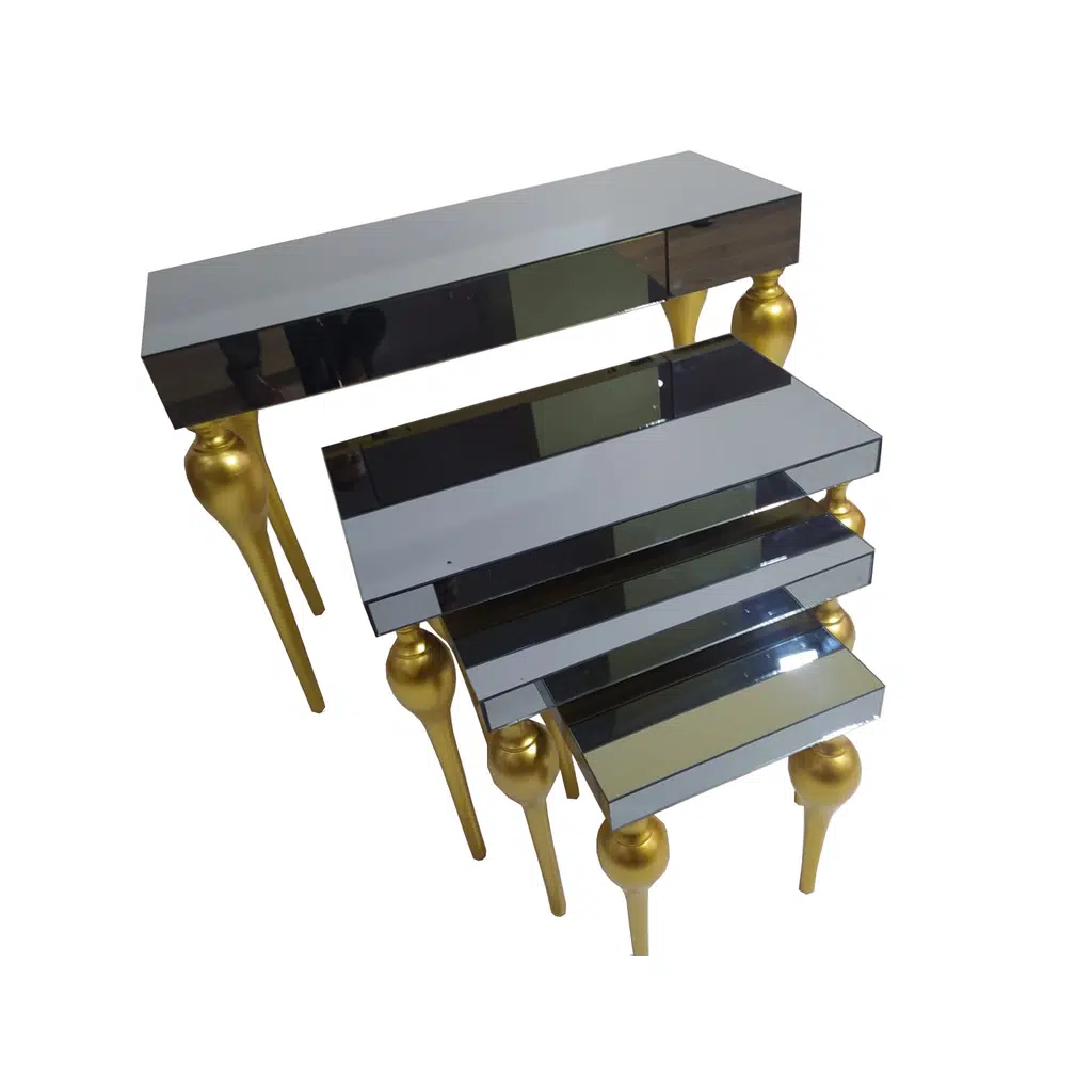 Dresuar-Zigon 18185 TOMBUL ayak Model Kayın Torna MDF Parlk gold Füme cam Kaplama