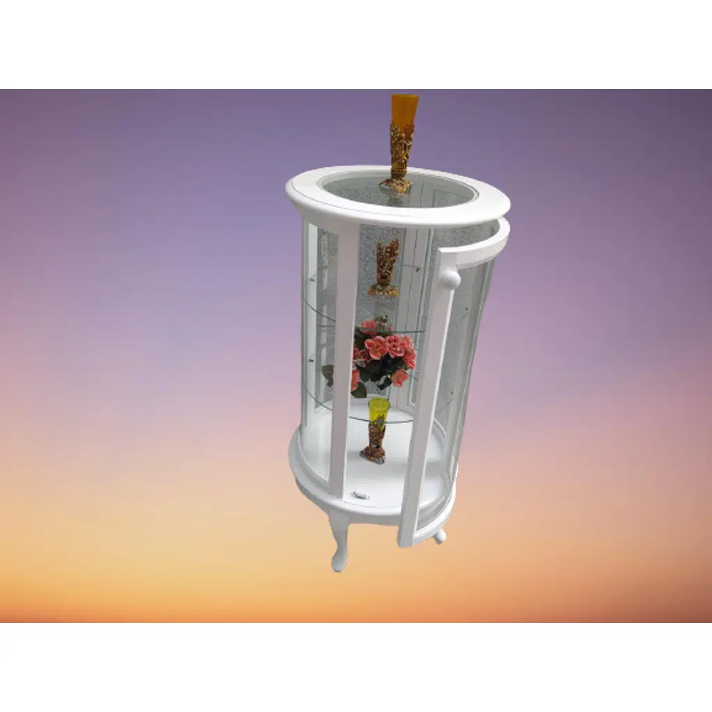 Gümüşlük vitrin 17433 Yuvarlak MODEL Parlak Beyz Kayın Aslan ayak Bombe Cam 120cm