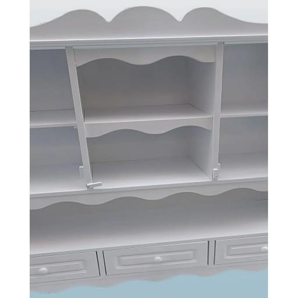 Hobi ADN 90353 Dekoratif Mutfak Dolap 3Çekm Terek MDF Parlak Beyaz lake El Yapım