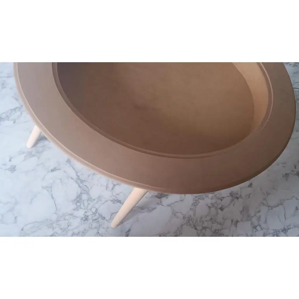 Hobi Adn 90186 Ahşap Kayın MDF HAM Sehpa Rölyef Oval Ayak Ölçüyu Değiştirilebilir
