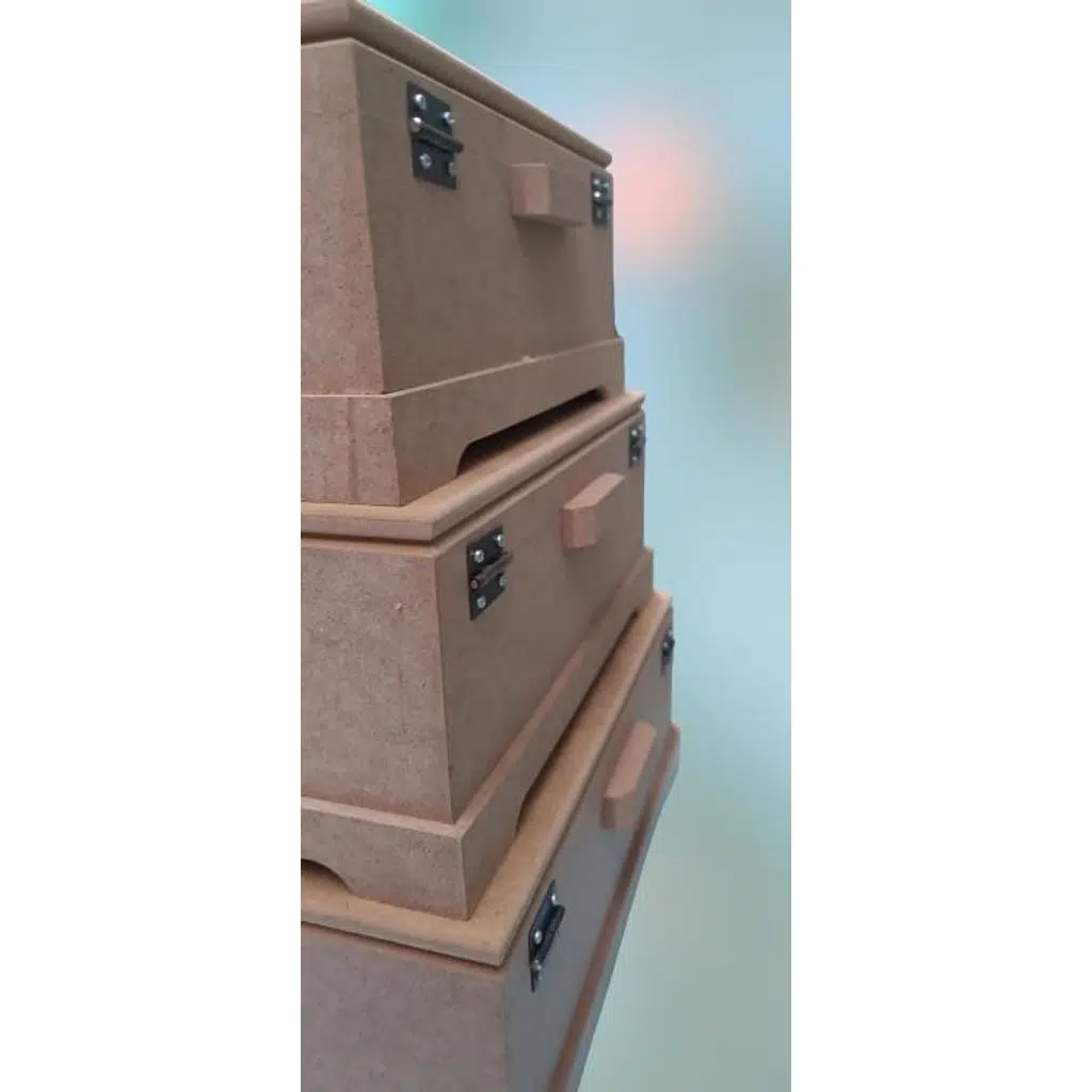 Hobi ERDL 90023 Dekoratif Model 3lü Makyaj Kutu Set Ahşap HAM MDF El Yapımı