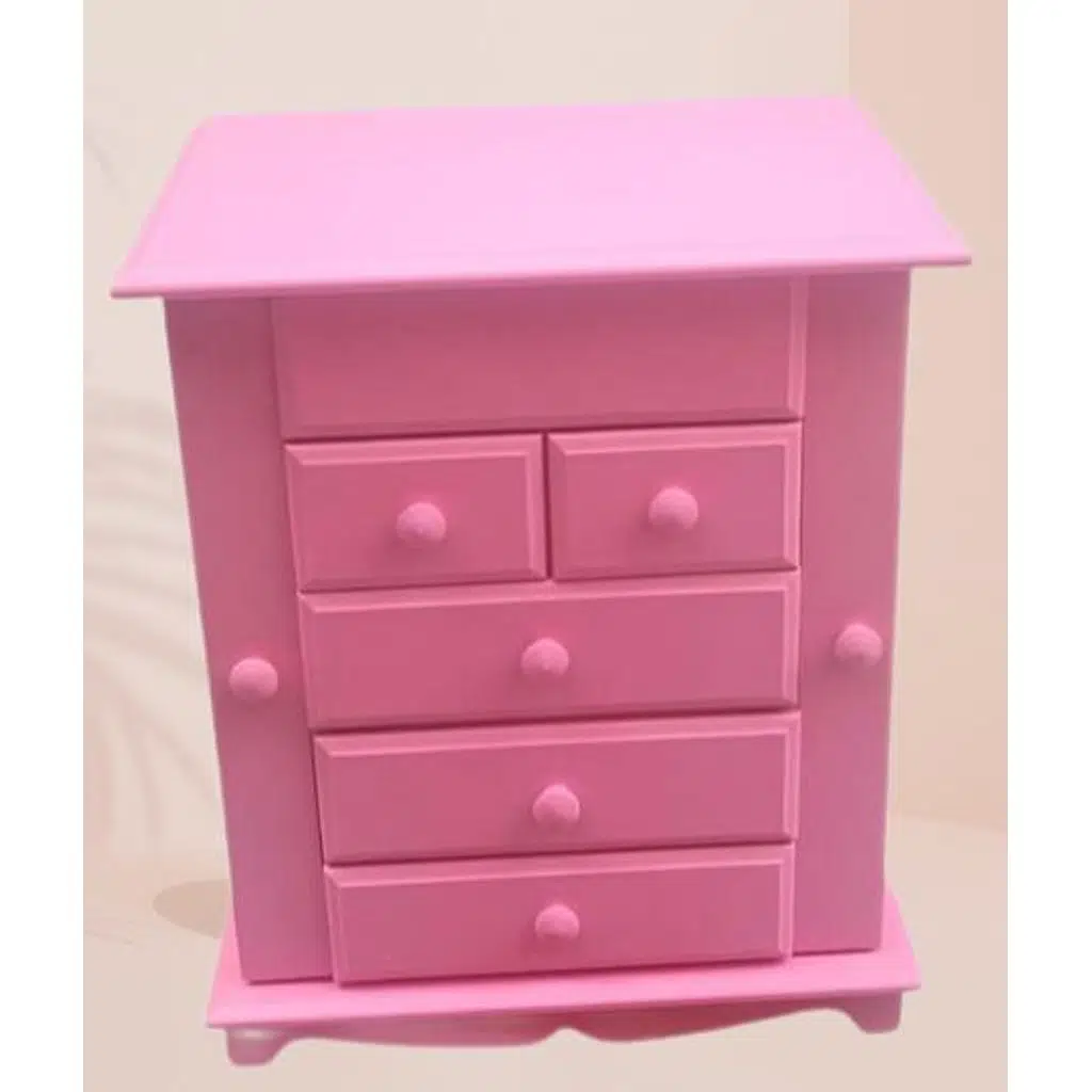 Hobi Adn 90389 Takı Kutu Makyaj Şifonyer Model 9Çekmece Parlak Pembe Ahşap MDF