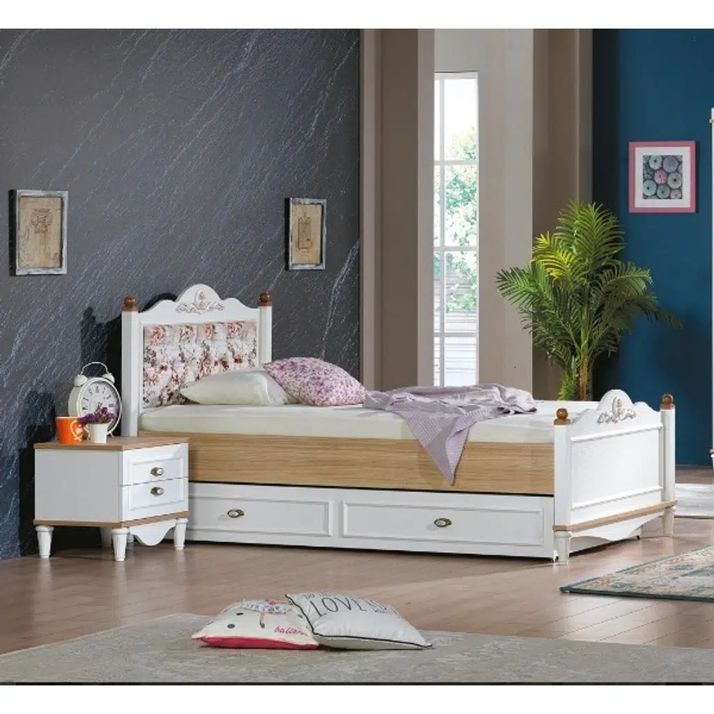 Karyola-komodin 14451 Urlu FLORA İnovasyon Model kalite yüksek ayak Beyaz
