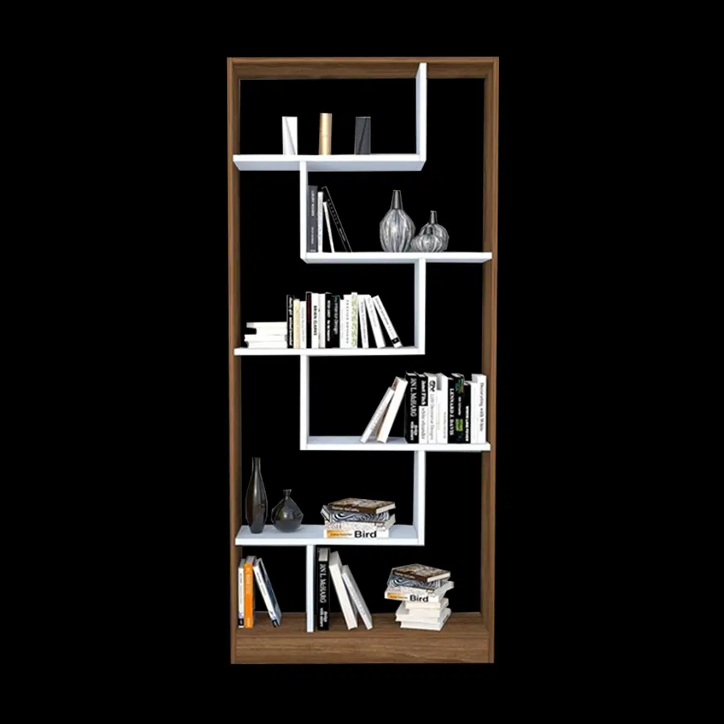 Kitaplık 17893 LABİRENT Torna Model1kalit Suntalem Raf Parlak Beyaz Ceviz El Yapı
