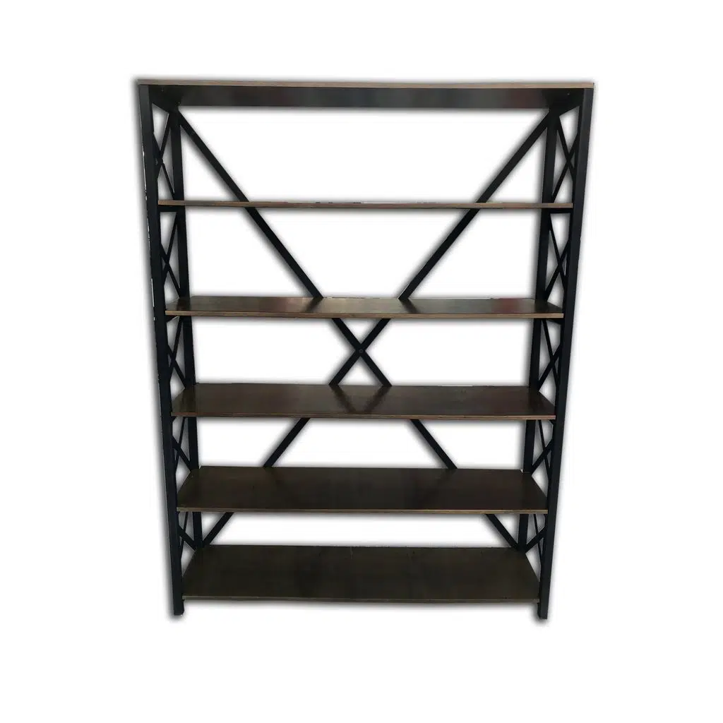 Kitaplık 13725 Metal ÇAPRAZ Model MDF demonte Raf Parlak SİYAH Demonte El Yapım