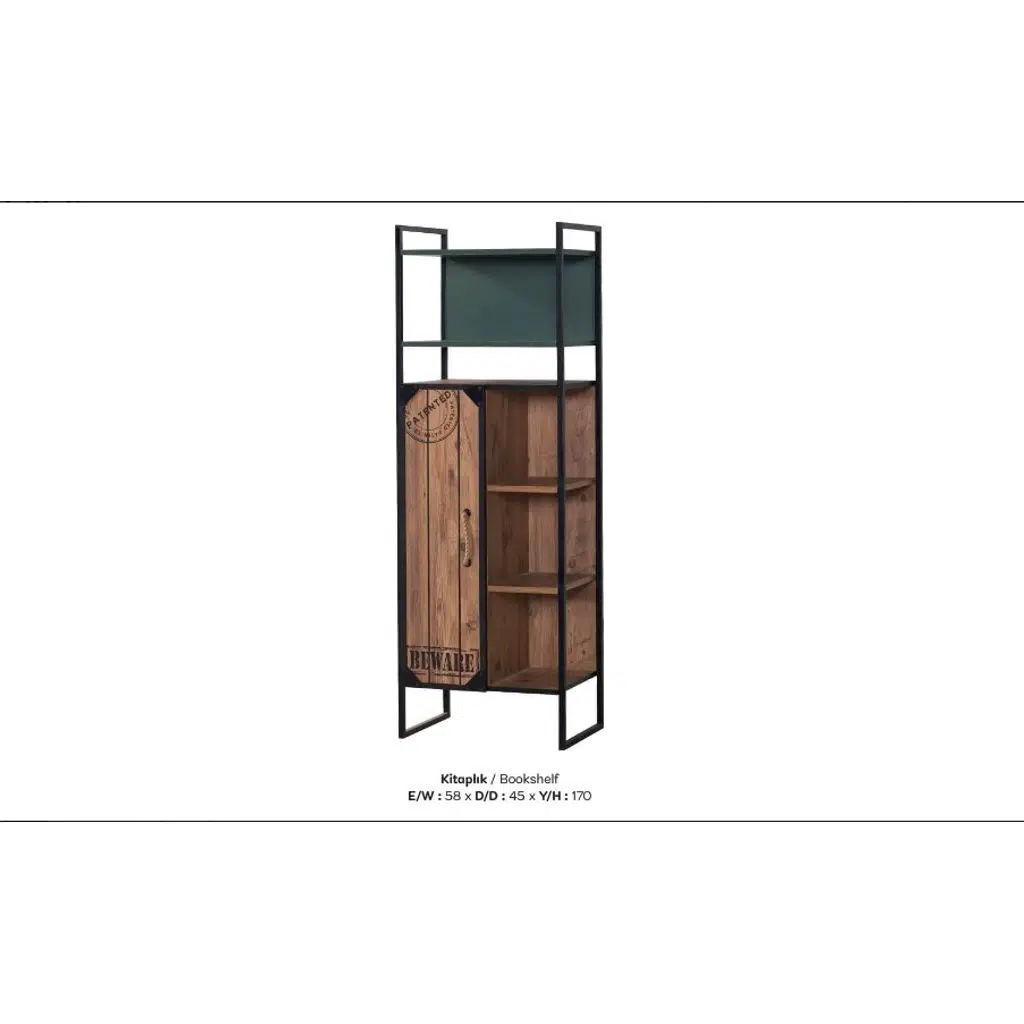 Kitaplık Urlu 18386 LOFT Model Metal transmisyon 1 sınıf suntalem kutu sevk El Yapım