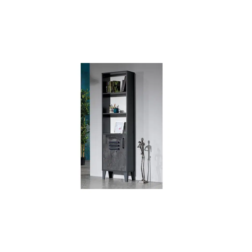 Kitaplık Urlu 17678 MİX İRONİ Model Dolaplı İki Raflı ANTRASİT - İtinalı paket kargo 