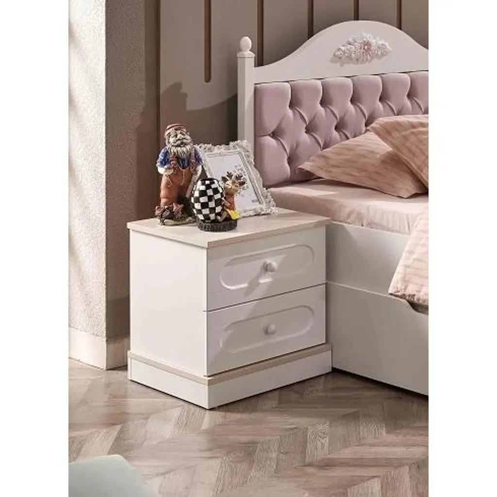 Komodin Urlu Model 90446 PARİS 2 Çekmeceli Beyaz Renk Kutuda Sevk El Yapım