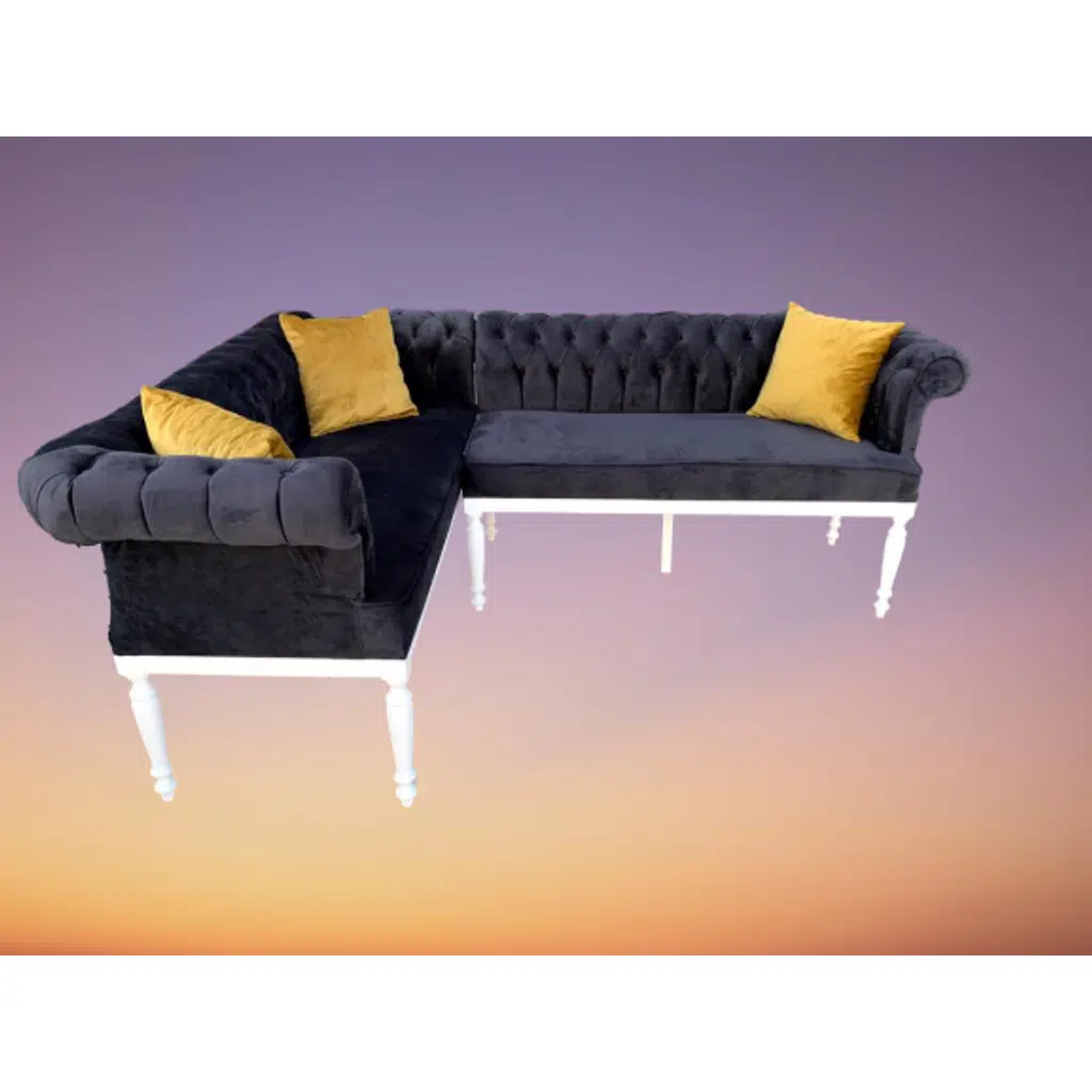 Köşe 13840 Tk Chester Model Ahşap Kayın Torna ASLAN Ayak Babyfac Lacivert kumaş