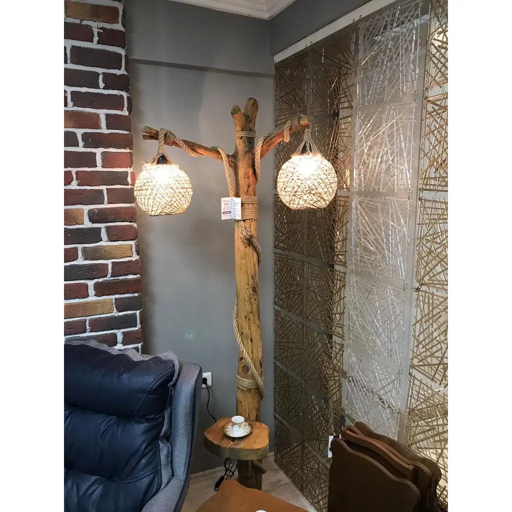 Lambader 12658 sarmaşık 2li Avize HORON Doğal Kuru Zeytin veya çam dalı El Yapım