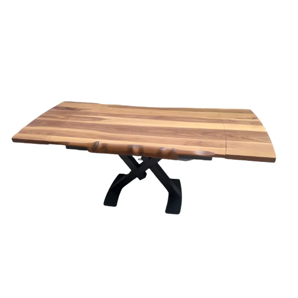 Masa 17916 KÜTÜK DESEN Tk Model X metal ayak Açıl Tabla kütük desen El Yapım
