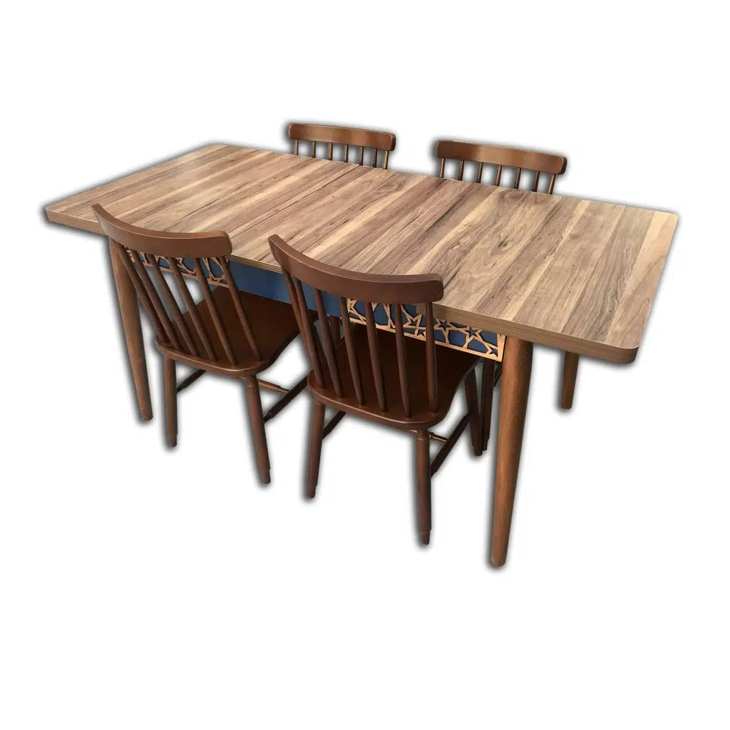Masa 12503 MOTİf Kütük Desen Model Klasik Kayın ayak Kafes sandaly Parlak ceviz