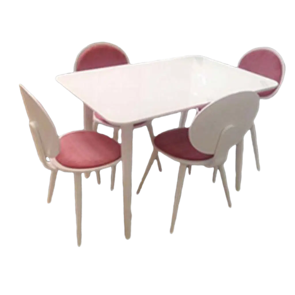 Masa-Sandalye 13572 RETRO Papel Tk model Kayın Retro kaplama Parlak beyaz El Yapı