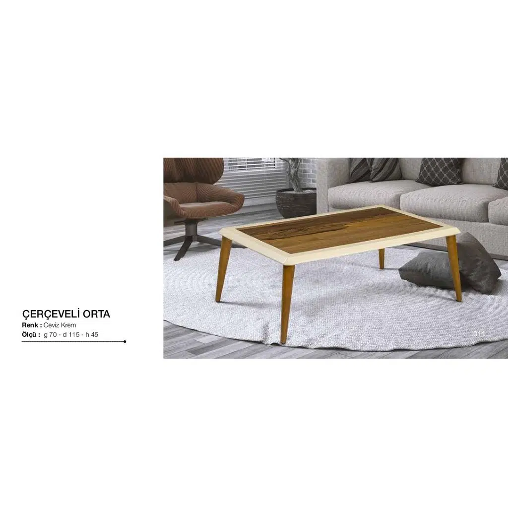 Orta Sehpa 17602 OSM ÇERÇEVE Model Parlak Ceviz Krem Kayın retro ayak EL Yapım