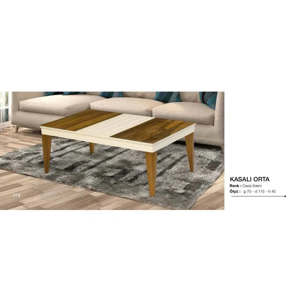 Orta sehpa 11811 OSM KASALI Klasik MODEL Parlak Ceviz Krem Kayın ayak El yapım