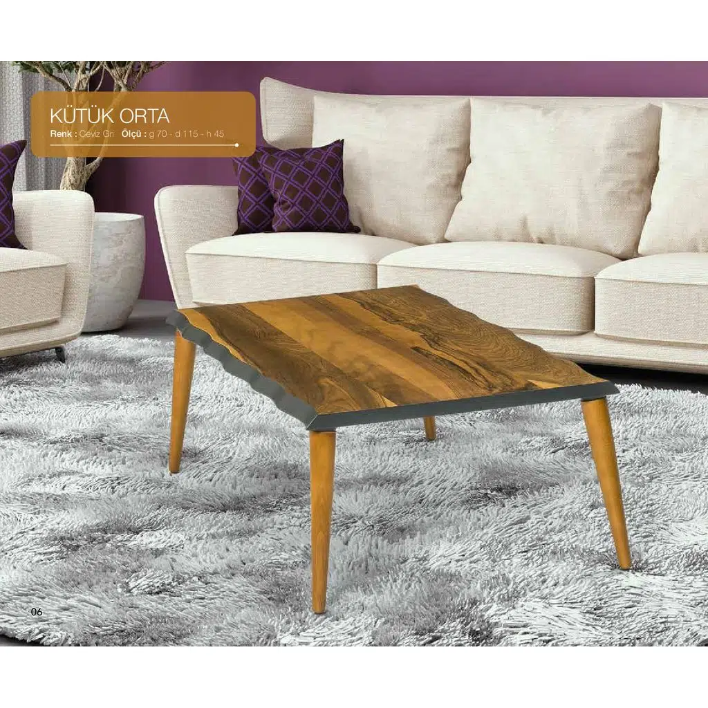 Orta Sehpa 18274 OSM KÜTÜK Klasik Model Ceviz Gri Uyum Kayın Retro ayak El Yapım