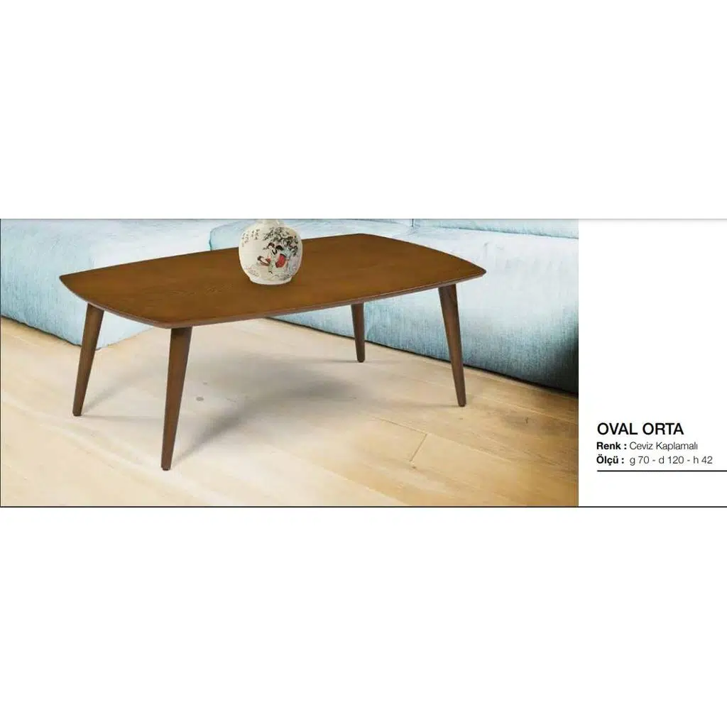 orta sehpa 117820 OSM OVAL Model Kayın Retro Ayak Ceviz İtinal paket kargo Elyapı