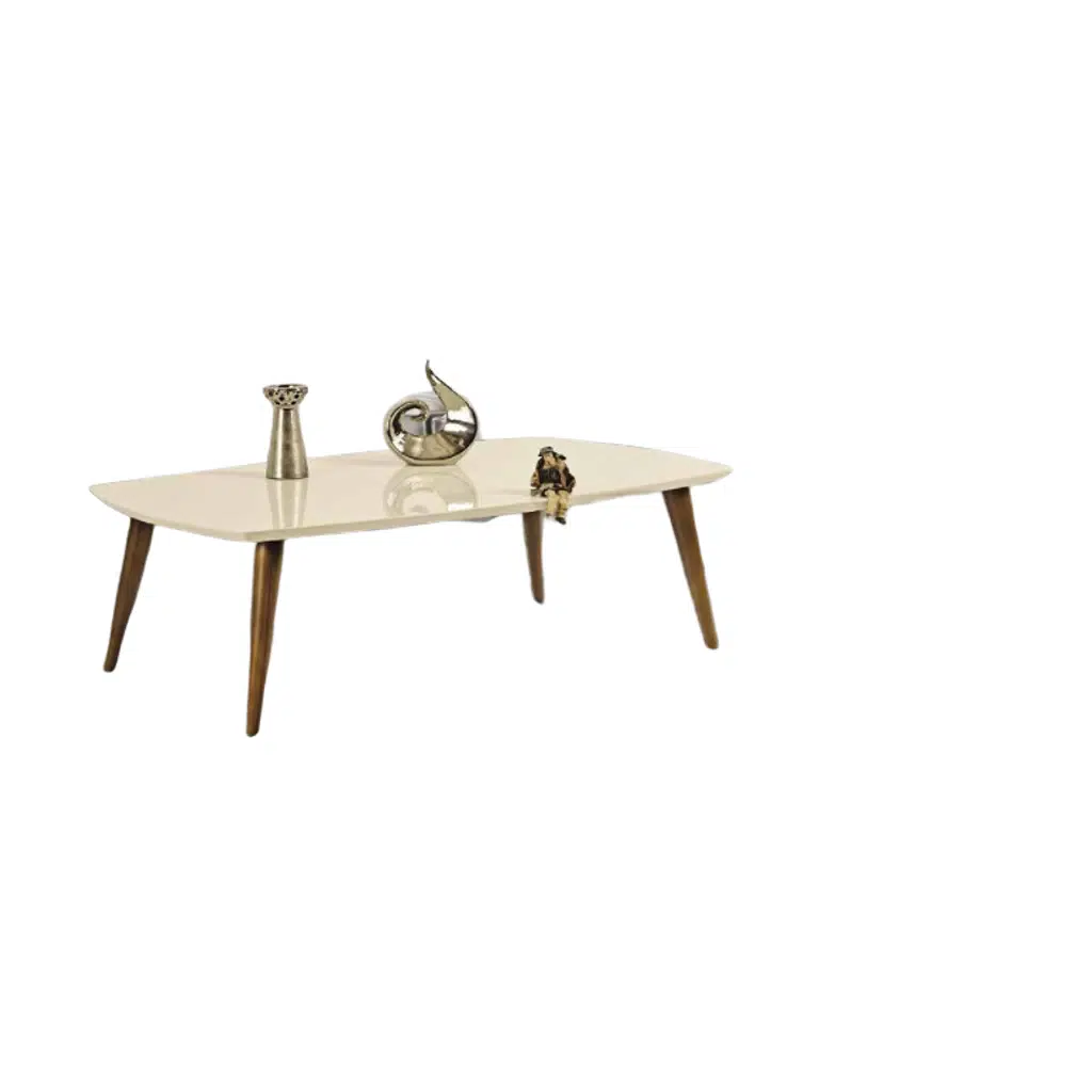 Orta Sehpa 18264 OSM OVAL Model Ceviz Krem Ahşap Kayın torna Retro ayak El Yapım
