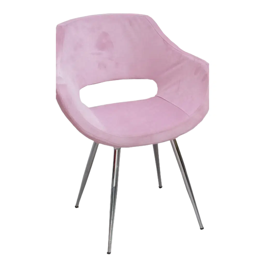 Sandalye 14182 Monaco Metal nikelaj ayak Dökme Sünger Babyfac Pembe Kumaş El Yapı
