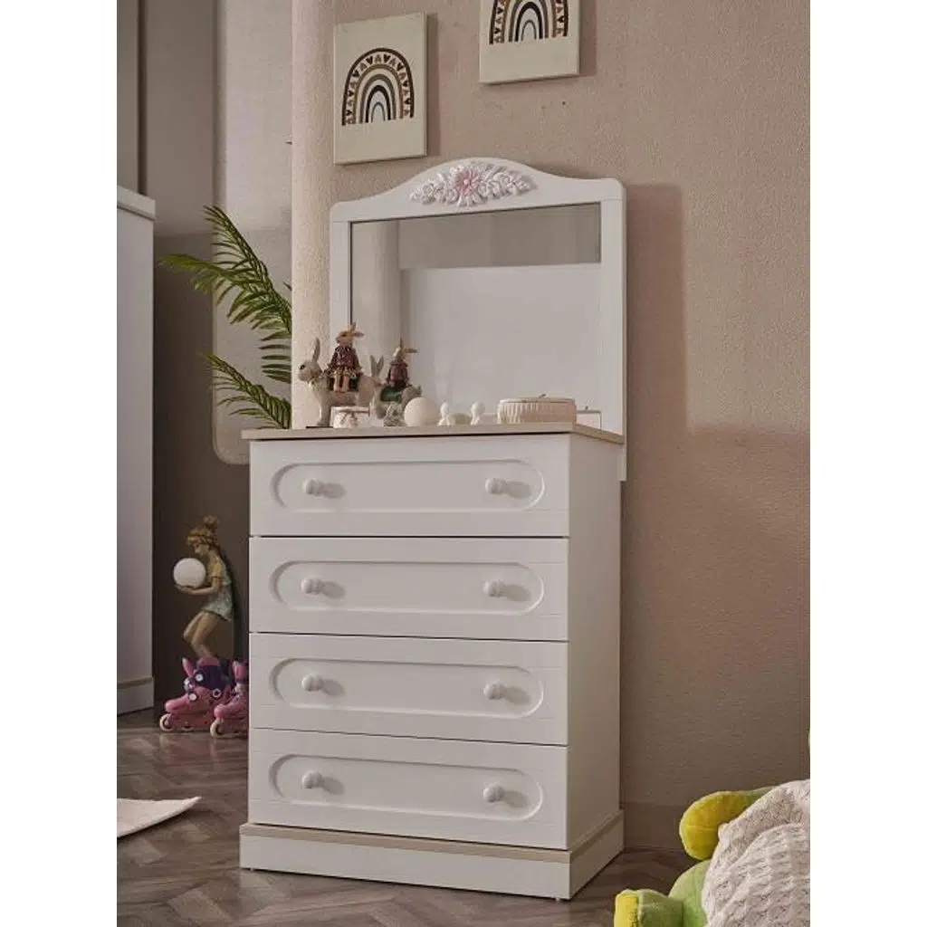 Şifonyer-Ayna Urlu 90449 PARİS Model Suntalem kalite Beyaz Renk El Yapım